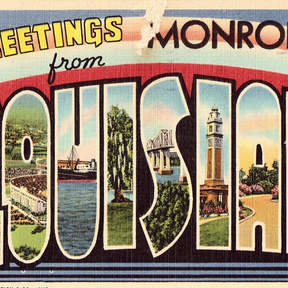 Linen Postcard - Large Letter - Greetings from Monroe,Louisiana M918 - Picture 1 of 2